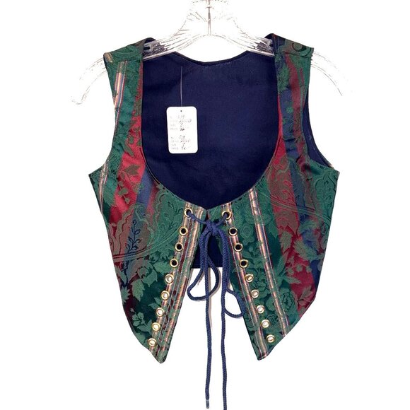 Renaissance Brocade Bodice Reversible Jewel Tone Boned New Approx Sz 8 - Picture 1 of 5